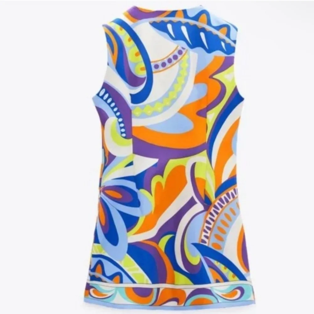 Zara | NWOT Split Neck Mini Dress - Picture 6 of 15